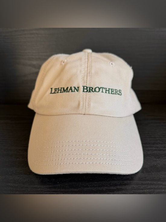 Vintage Lehman Brothers Dad Hat Strapback Cap Beige Green Embroidery Genuine Y2K